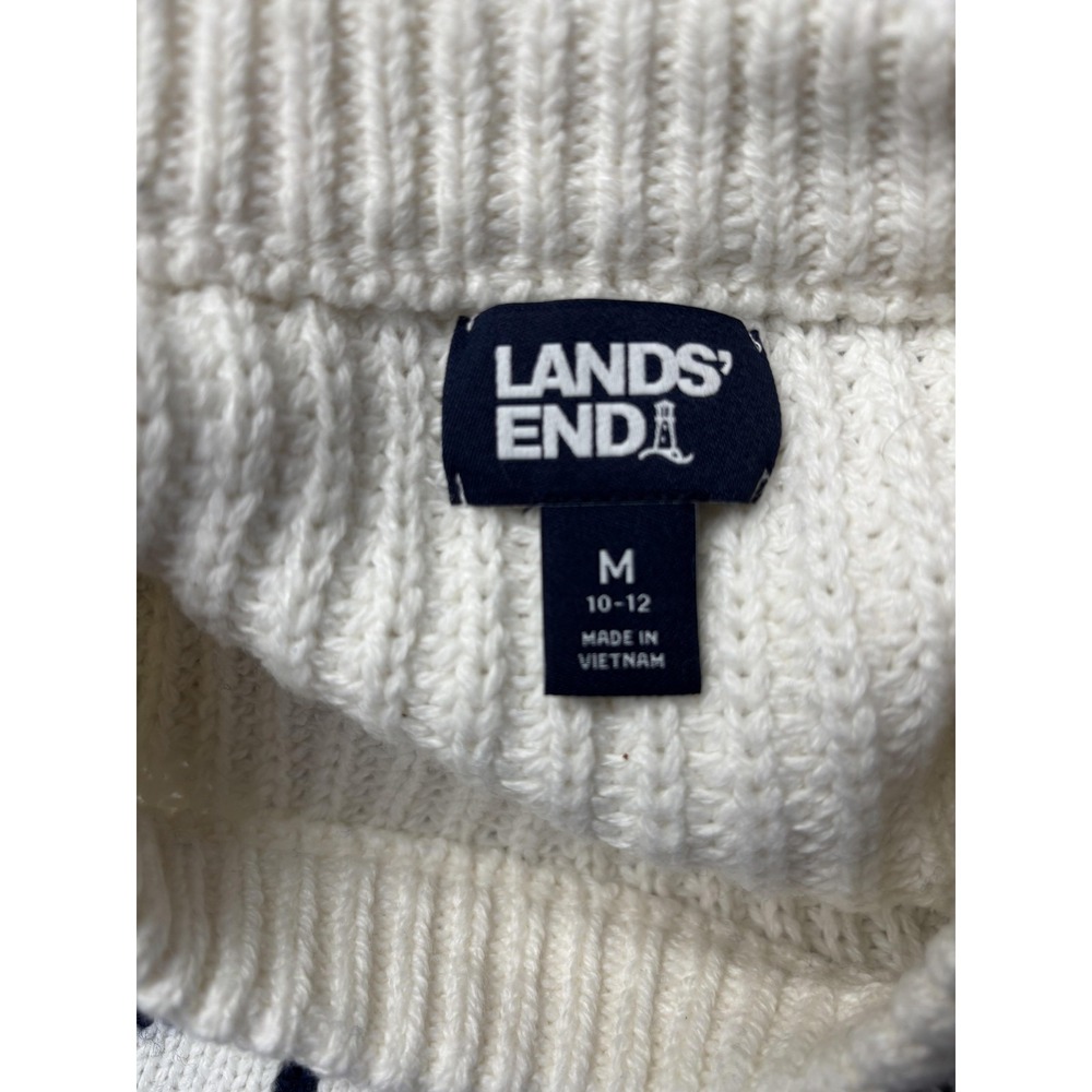 Lands' End Sweater Womens M Blue White Star Graphic Knit Pullover Winter Warm - Picture 2 of 15